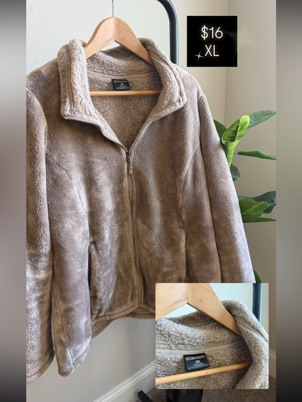 Cozy Plush Zip-Front Jacket - Taupe